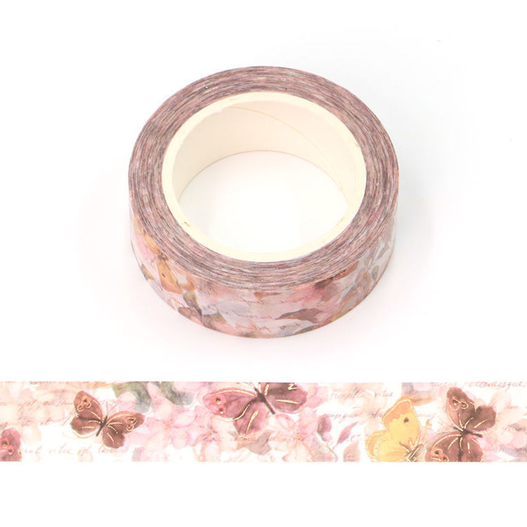 15mm x 10m CMYK Gold Foil Vintage Butterflies Washi Tape