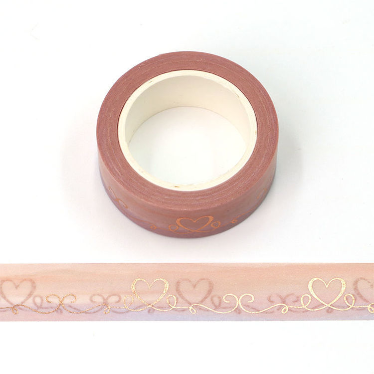 15mm x 10m CMYK Bronzing Foil Pink Heart type Washi Tape