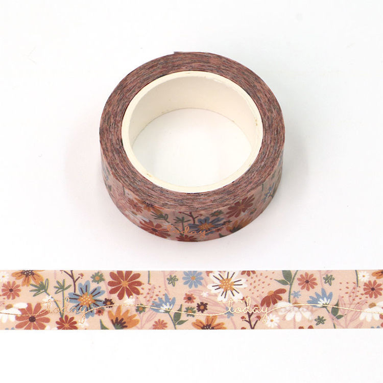 15mm x 10m CMYK Bronzing Foil Pink Floral & Today Washi Tape