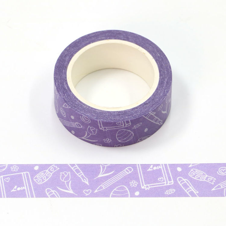 15mm x 10m CMYK Purple Easter Pattern Washi Tape