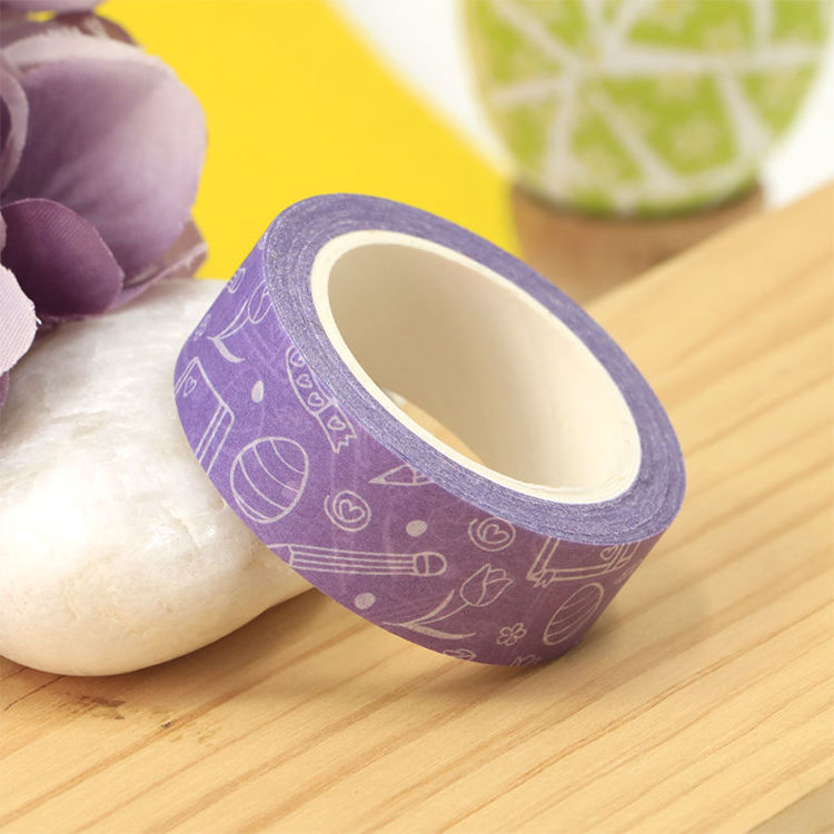 15mm x 10m CMYK Purple Easter Pattern Washi Tape