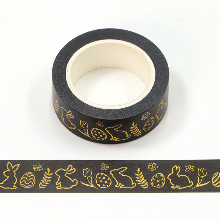 15mm x 10m CMYK Gold Foil Black Easter Pattern Washi Tape