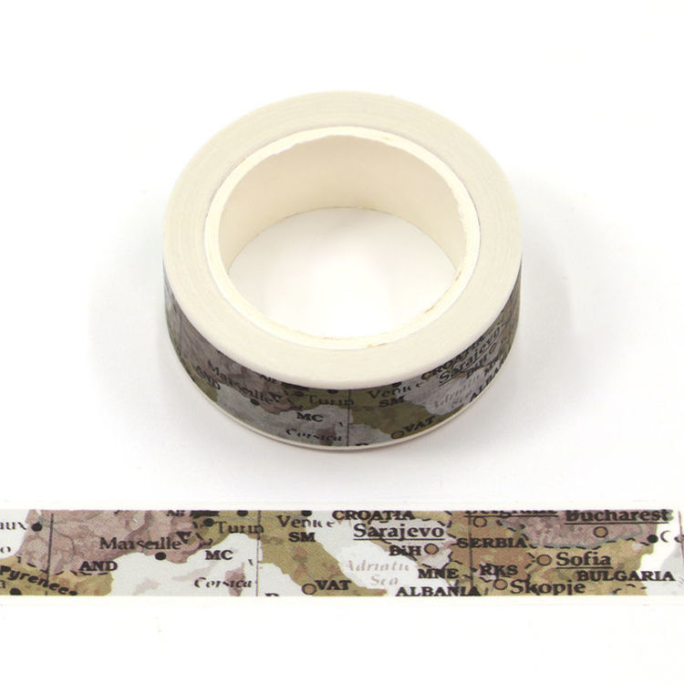 15mm x 10m CMYK Travel Map Washi Tape