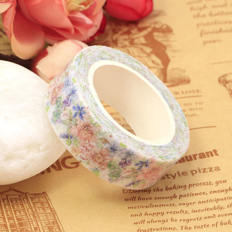 15mm x 3m CMYK Sparkle Floral Washi Tape