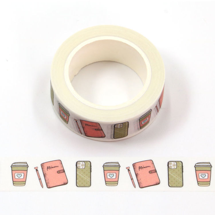 15mm x 10m CMYK Phone And Coffee Cup Planner Book Washi Tape