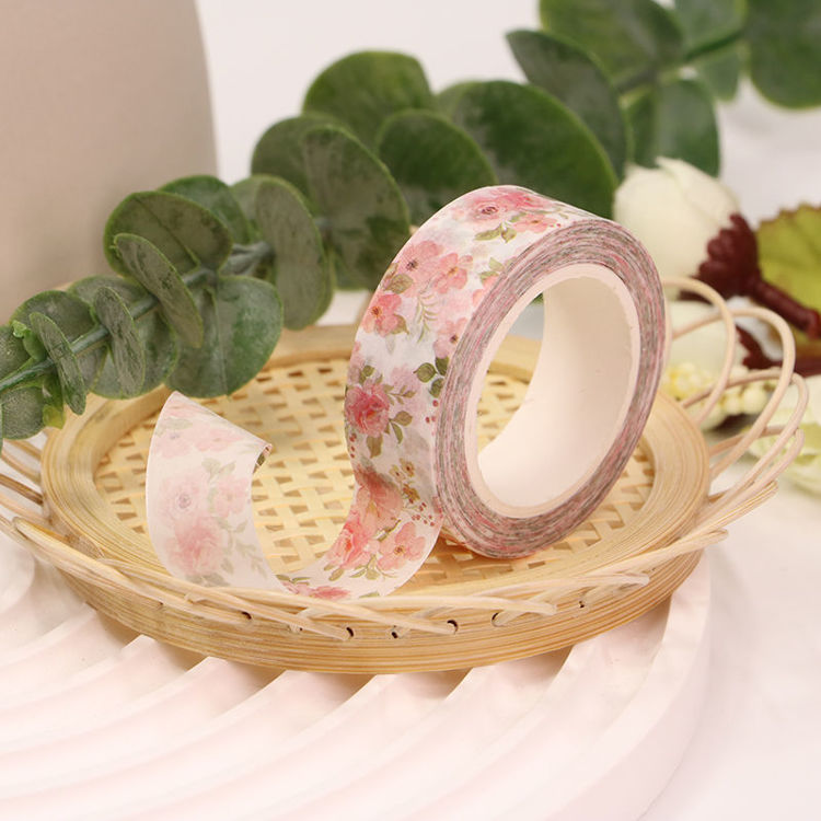 15mm x 10m CMYK Water Color Rose Pattern Washi Tape