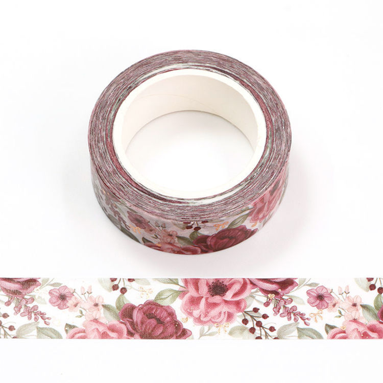 15mm x 10m CMYK Gold Foil Flower and Bow Washi Tape