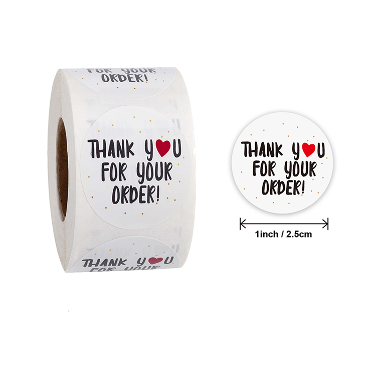 Printed Round Adhesive Thank You Sticker Rolls 11