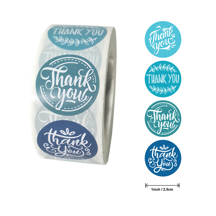 Printed Round Adhesive Thank You Sticker Rolls 13