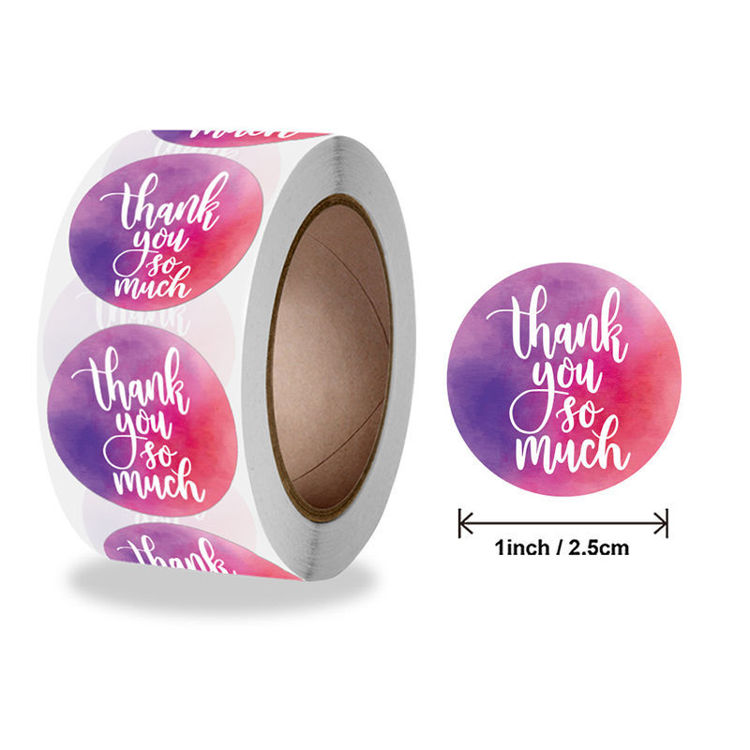 Printed Round Adhesive Thank You Sticker Rolls 21