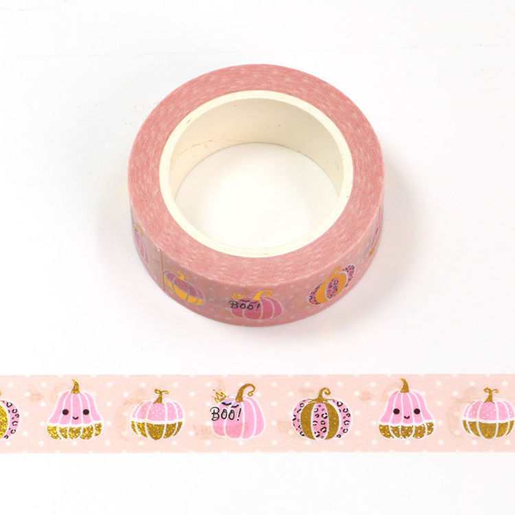 15mm x 10m CMYK Gold Foil Halloween Pumpkin Washi Tape