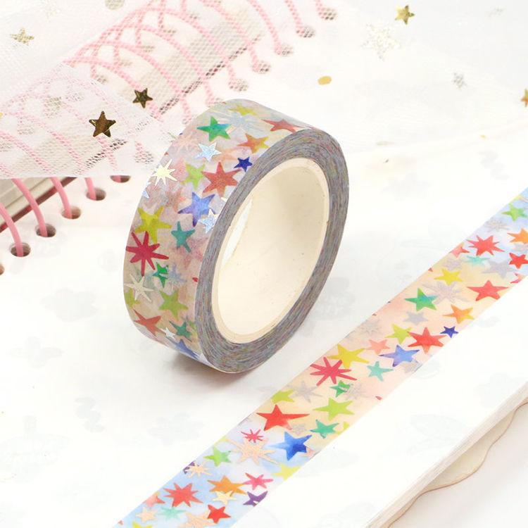 15mm x 10m CMYK Foil Colorful Star Washi Tape