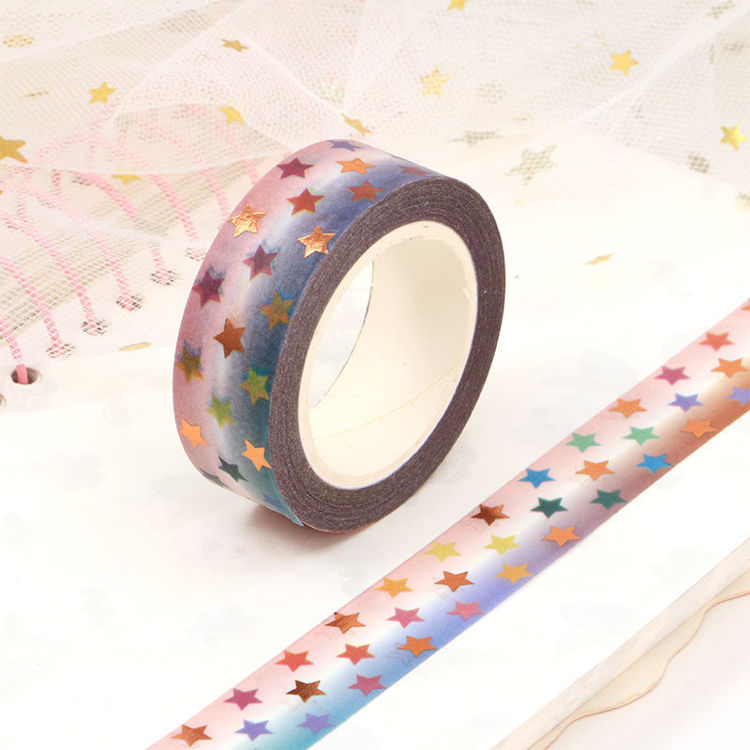 15mm x 10m CMYK Foil Colorful Stars Washi Tape