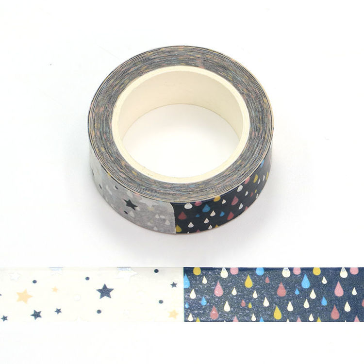 15mm x 10m CMYK Foil Rainbow Star And Rain Washi Tape