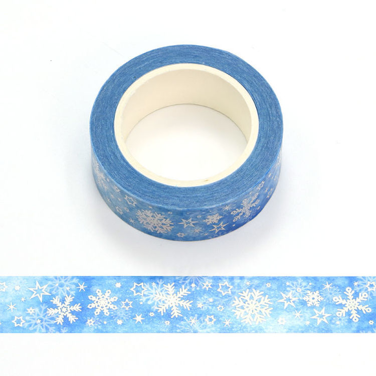 15mm x 10m CMYK Foil Snow And Star Washi Tape