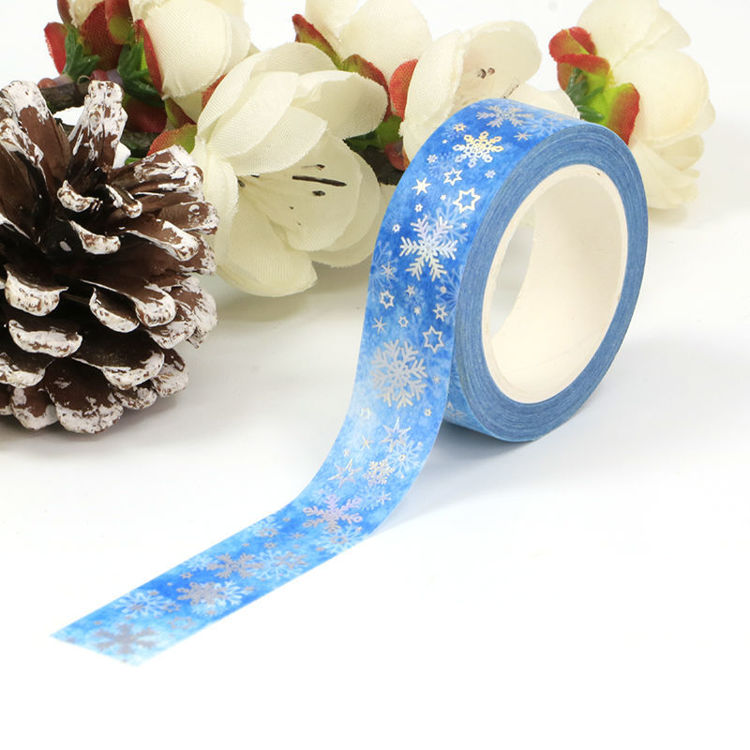 15mm x 10m CMYK Foil Snow And Star Washi Tape