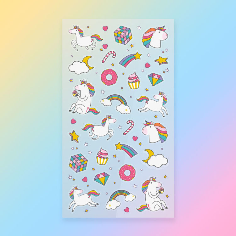 PET Paper Mix Sticker Unicorn