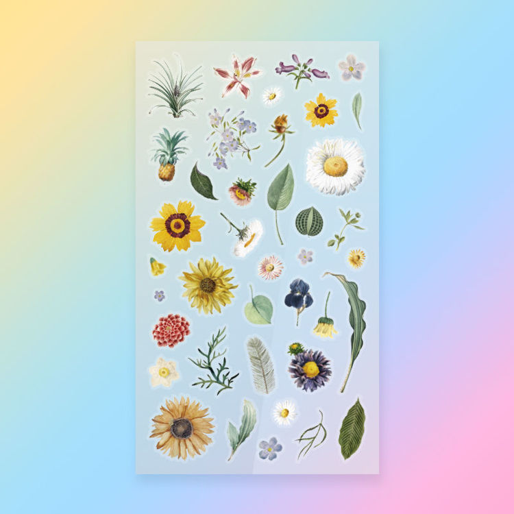 PET Paper Mix Sticker Flowers