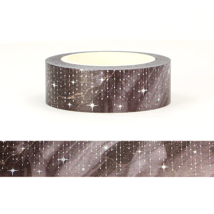 15mm x 10m CMYK Foil Black Galaxy Cloud Washi Tape