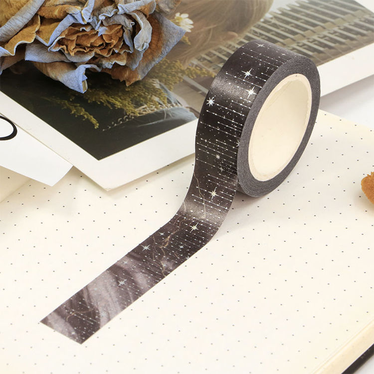 15mm x 10m CMYK Foil Black Galaxy Cloud Washi Tape