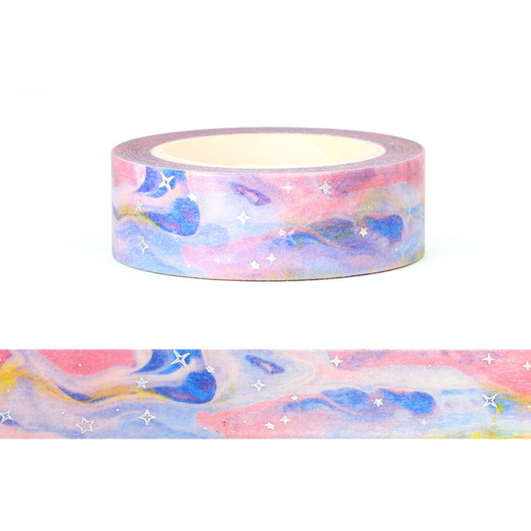 15mm x 10m CMYK Foil Blue Pink Galaxy Cloud Washi Tape