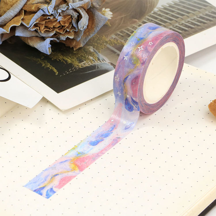 15mm x 10m CMYK Foil Blue Pink Galaxy Cloud Washi Tape