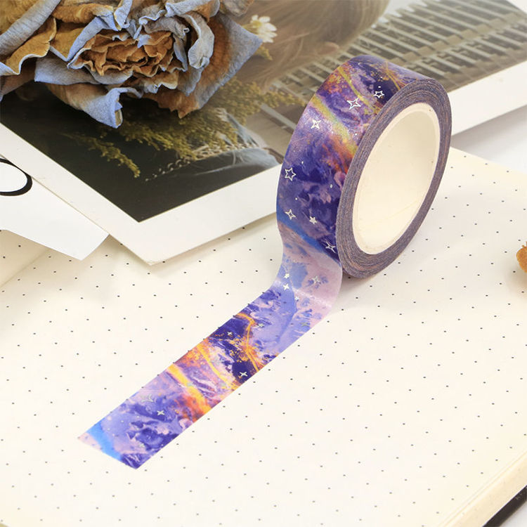 15mm x 10m CMYK Foil Blue Purple Galaxy Cloud Washi Tape