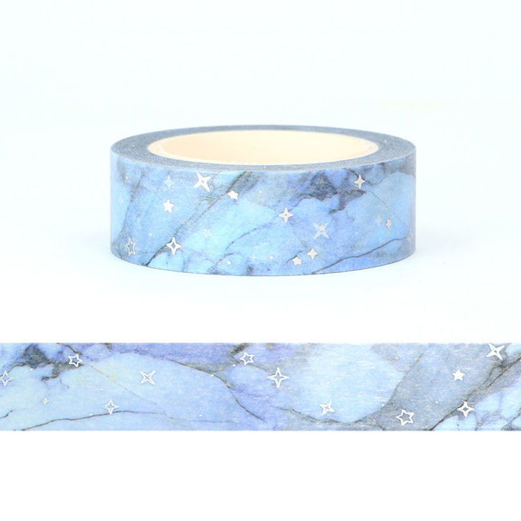 15mm x 10m CMYK Foil Grey Galaxy Cloud Washi Tape