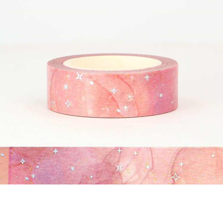 15mm x 10m CMYK Foil Pink Galaxy Cloud Washi Tape