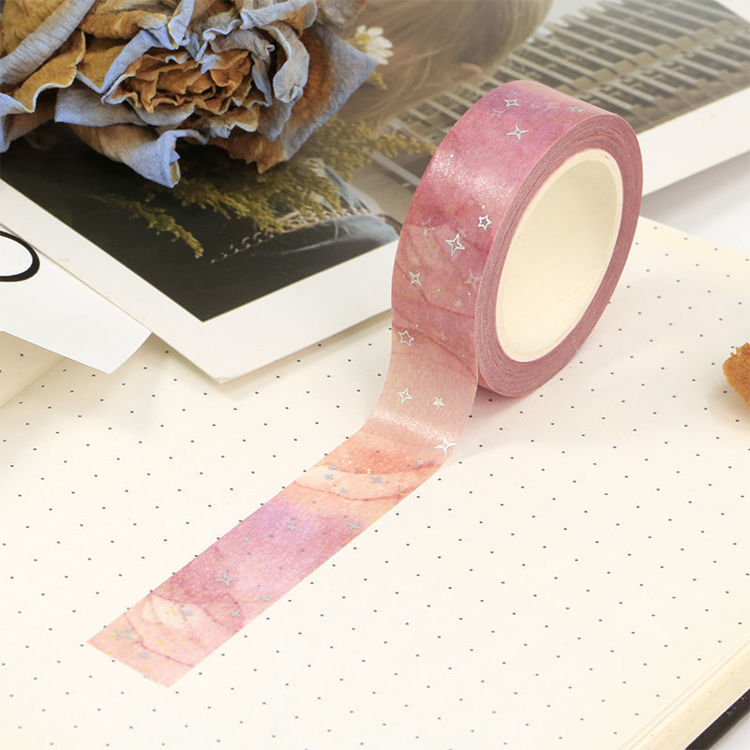 15mm x 10m CMYK Foil Pink Galaxy Cloud Washi Tape