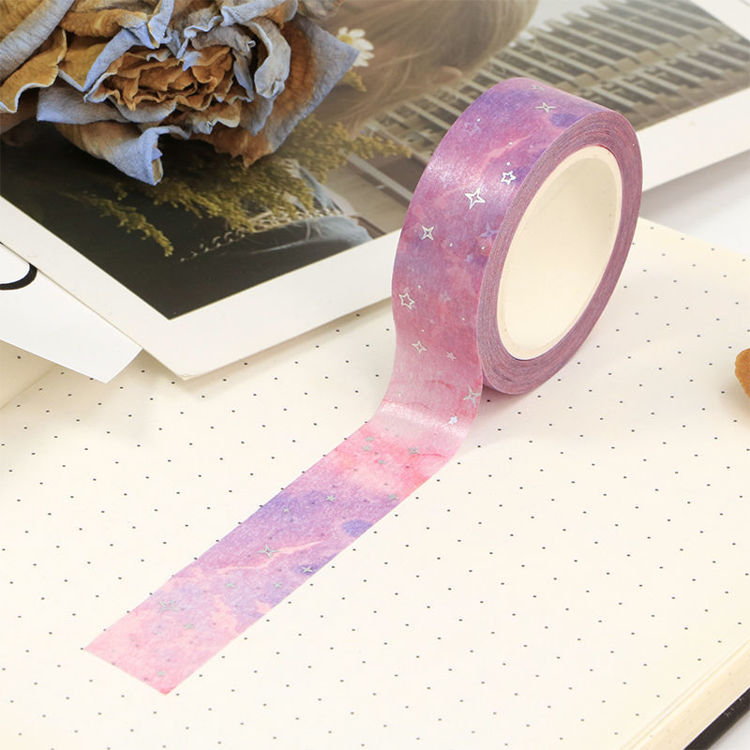 15mm x 10m CMYK Foil Pink Purple Galaxy Cloud Washi Tape