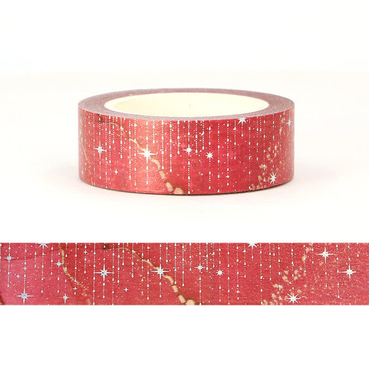 15mm x 10m CMYK Foil Red Galaxy Cloud Washi Tape