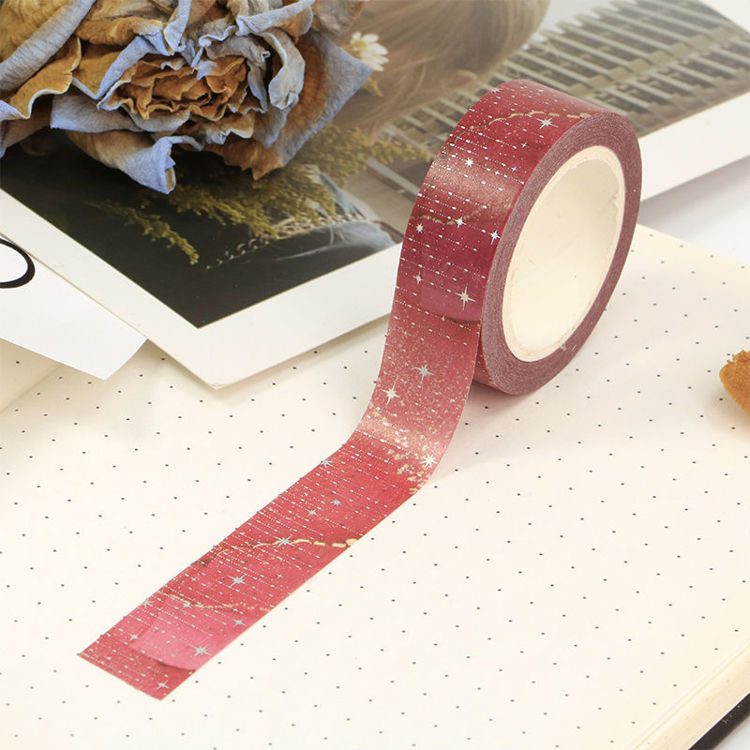 15mm x 10m CMYK Foil Red Galaxy Cloud Washi Tape