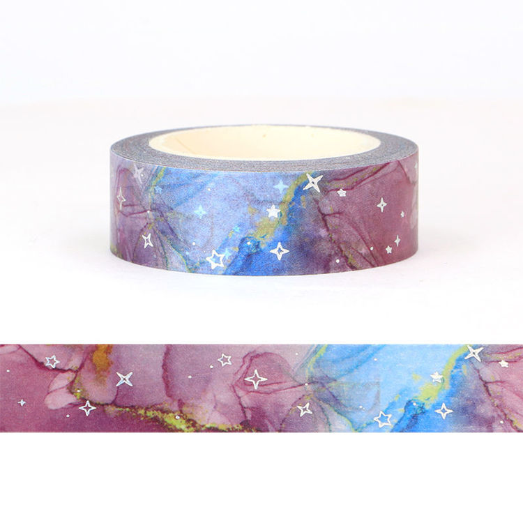 15mm x 10m CMYK Foil Rose Red Blue Galaxy Cloud Washi Tape