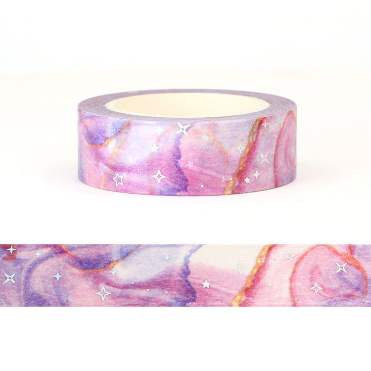 15mm x 10m CMYK Foil Rose Red Purple Galaxy Cloud Washi Tape