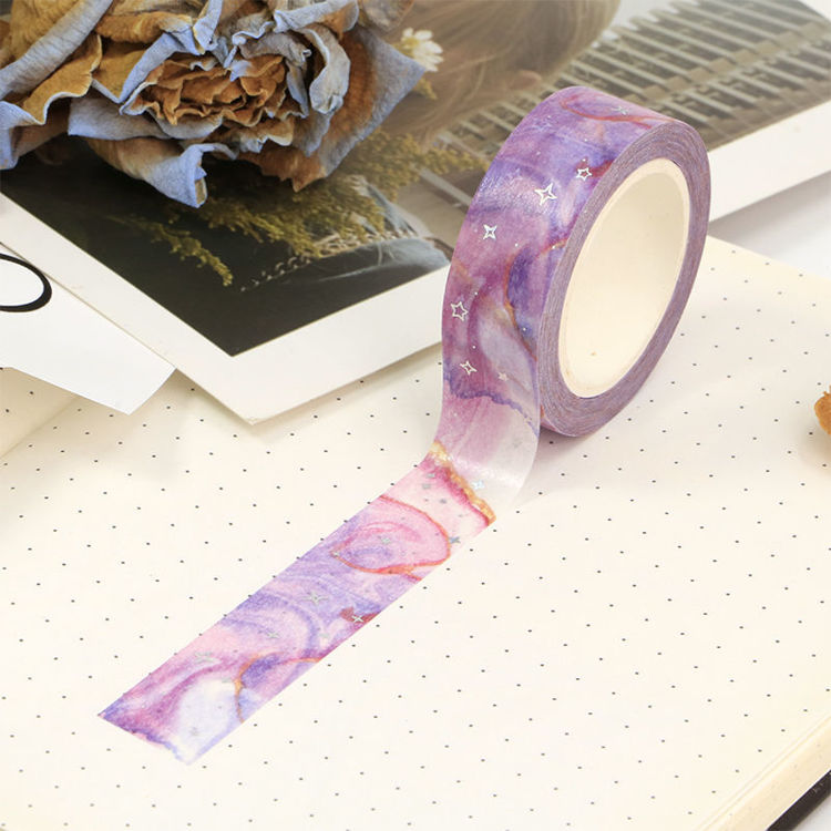 15mm x 10m CMYK Foil Rose Red Purple Galaxy Cloud Washi Tape