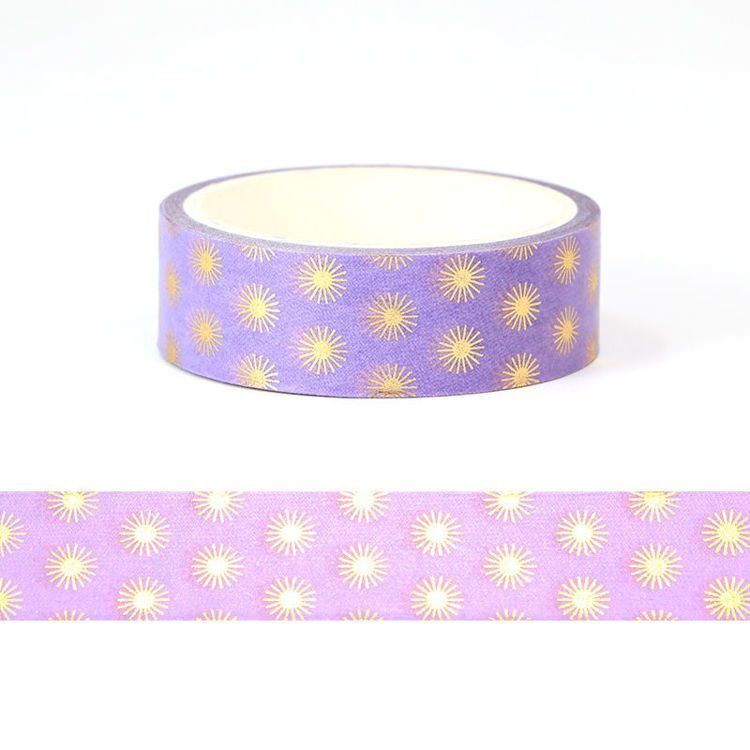 15mm x 5m CMYK Foil Purple Floral Pattern Washi Tape