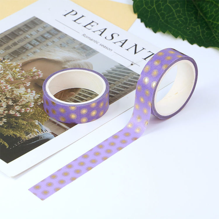 15mm x 5m CMYK Foil Purple Floral Pattern Washi Tape