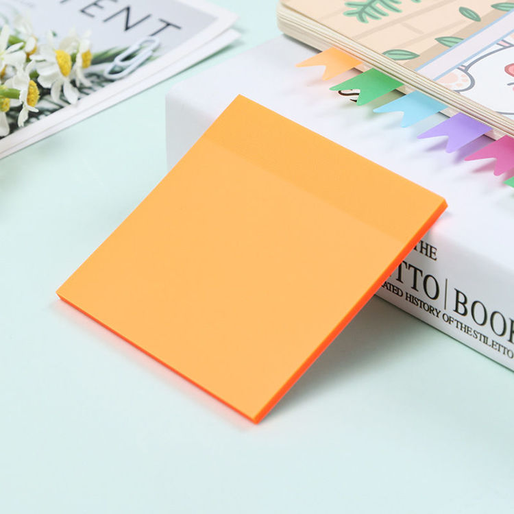 3" Transparent Sticky Note Fluorescent Orange