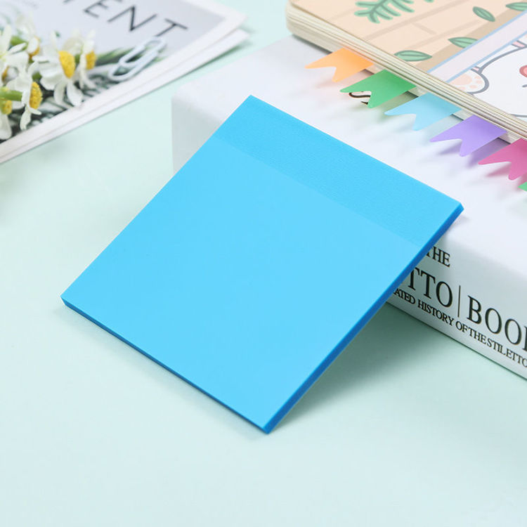 3" Transparent Sticky Note Fluorescent Blue