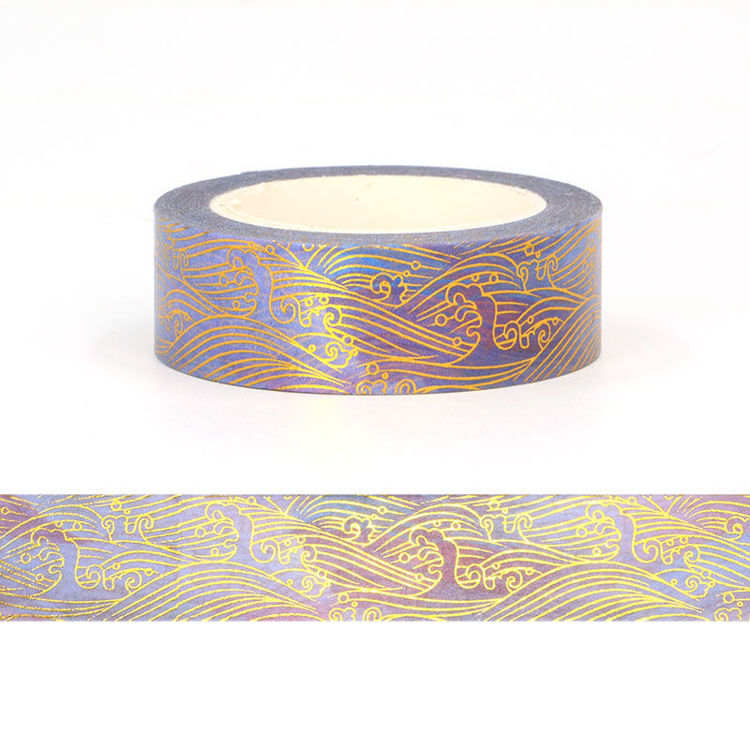 15mm x 10m CMYK Foil Waves Pattern Washi Tape