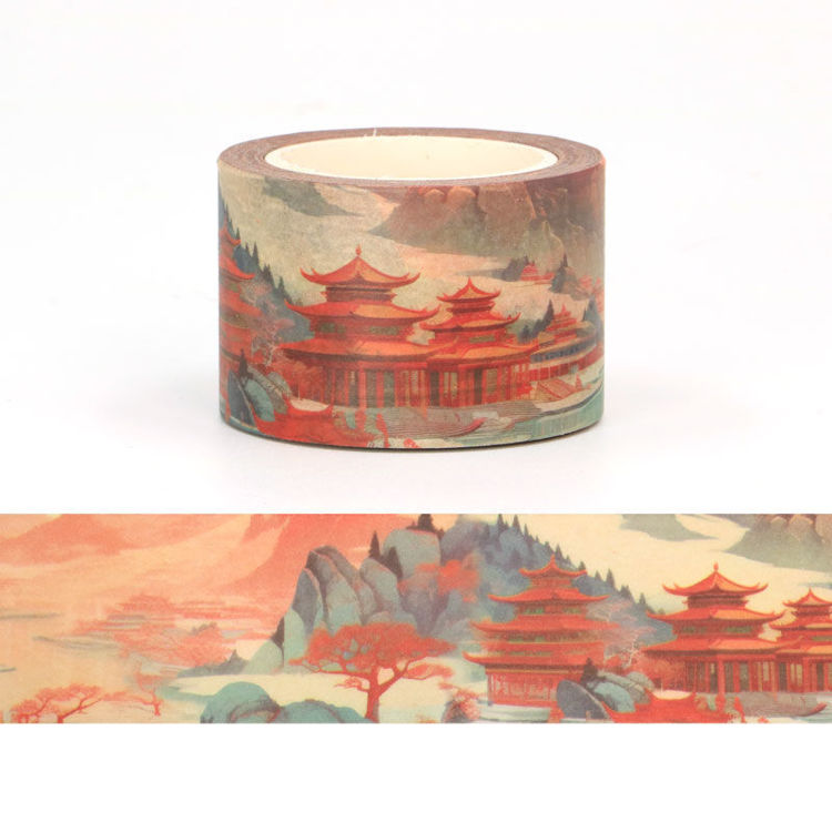 30mm x 10m CMYK Chinese Retro Architecture Washi Tape