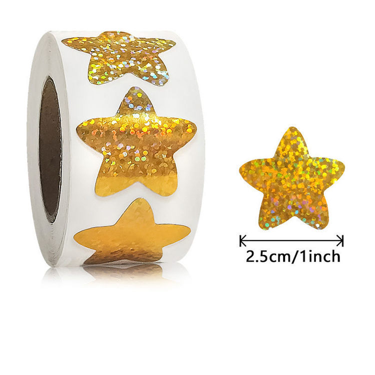 Golden Laser Star Sticker 5