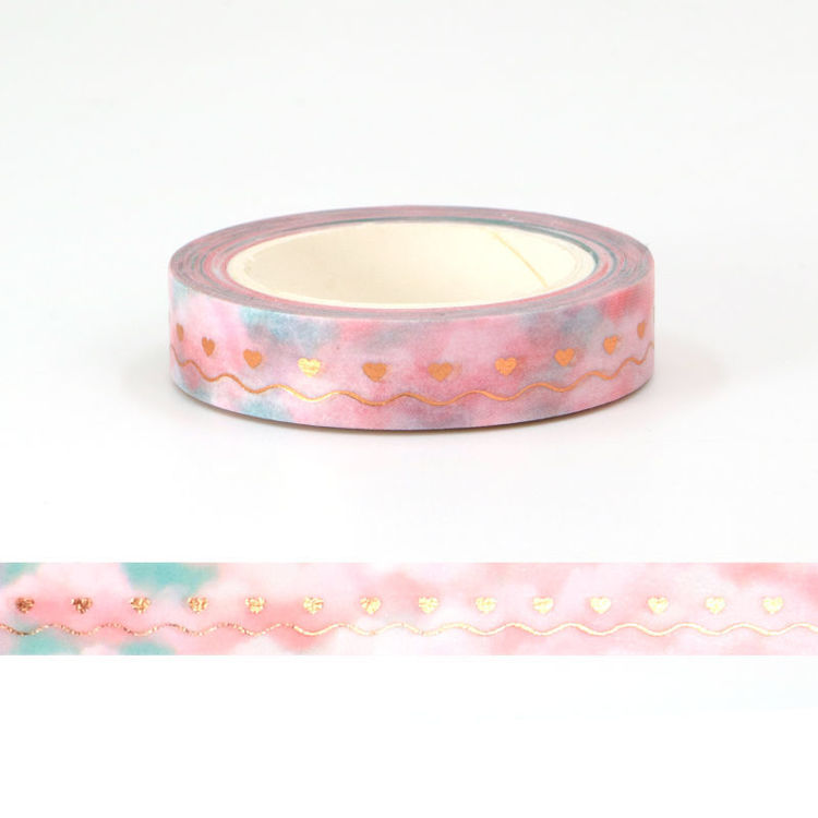 10mm x 10m CMYK Foil Blue Pink Cloud Heart Ripples Washi Tape