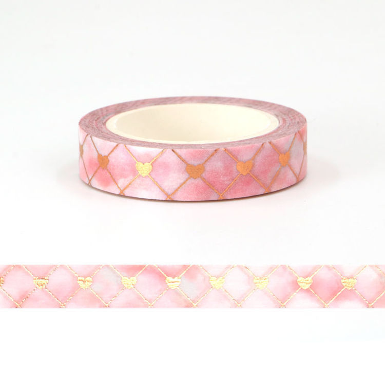 10mm x 10m CMYK Foil Pink Cloud Heart Washi Tape