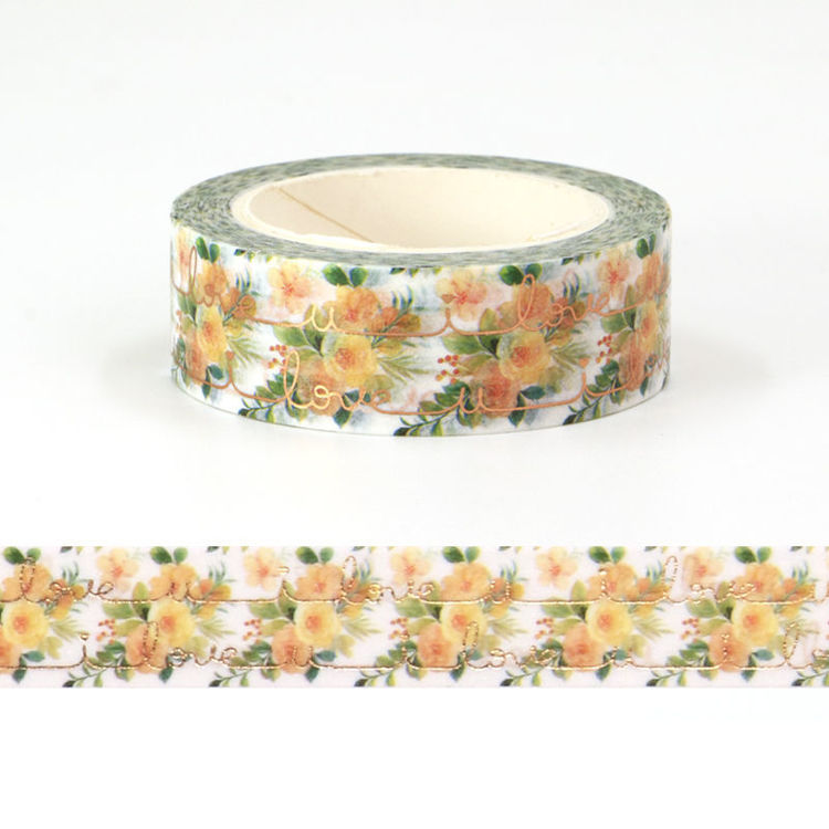 15mm x 10m CMYK Foil Flower and Love Washi Tape