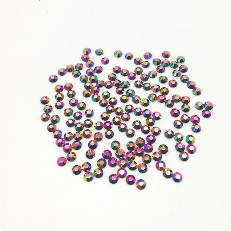 2mm Flat Back Crystal Rhinestone Rainbow Rose Gold